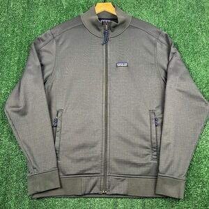 Patagonia Mens L Full Zip Grid Fleece Upslope Jacket Dark Gray Activewear Nature
